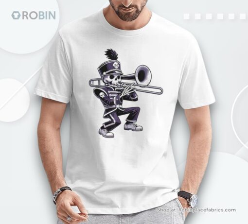 Halloween Skeleton School Marching Band Trombone Player Shirt