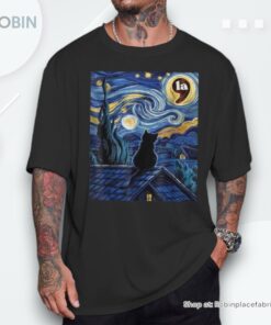 Halloween Starry Night Black Cat Comma La Kamala Harris Shirt