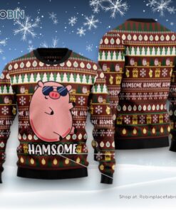 Hamsome Cute Pig Ugly Christmas Sweatshirt, Sweater