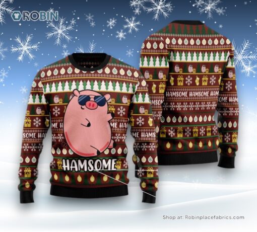 Hamsome Cute Pig Ugly Christmas Sweatshirt, Sweater