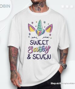 Happy 7Th Birthday Sweet Sassy And Seven Unicorn 7 Yrs Old Shirt