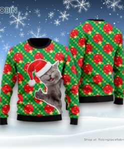 Happy Cat With Ornarment Christmas Ball Ugly Christmas Sweater, Christmas Gift For Cat Love