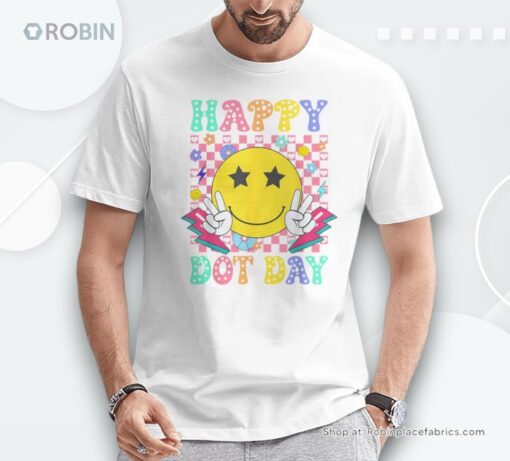 Happy Dot Day 2024 Colorful Polka Dot Smile Face Teacher Kid Shirt