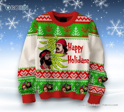 Happy Holidaze Cheech & Chong Up In Smoke Ugly Sweater and Sweatshirt