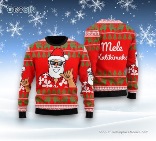 Hawaii Santa Claus Funny Ugly Christmas Sweatshirt, Sweater For Men And Women, Christmas Gift