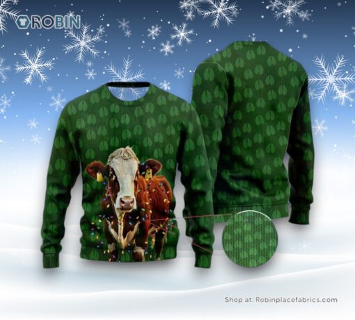 Hereford Cow Christmas Ugly Christmas Sweatshirt, Sweaters For Men Women, Christmas Gift, Farmers Sweater
