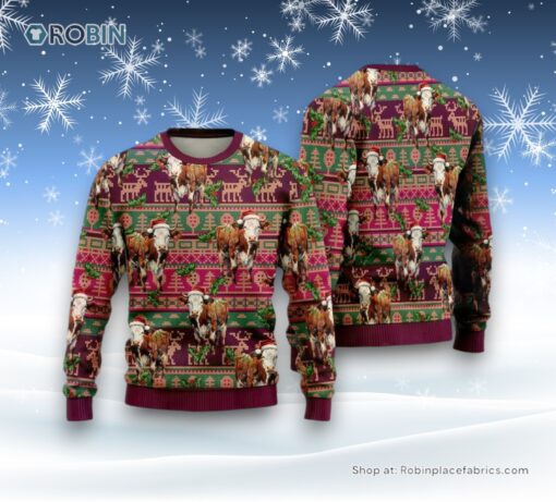 Hereford Cow Ugly Christmas Sweatshirt, Sweaters For Men Women, Christmas Gift, Farmers Sweater