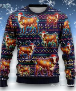 Hereford Cow Ugly Christmas Sweatshirt, Sweaters, Christmas Gift, Farmers Sweater