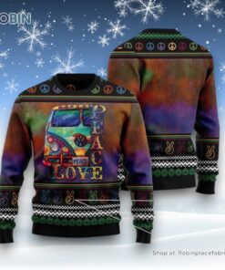Hippie Peace Love Ugly Christmas Sweater