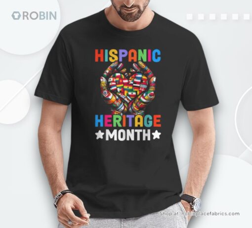Hispanic Heritage Month Latino Countries Hands Heart Flags Shirt