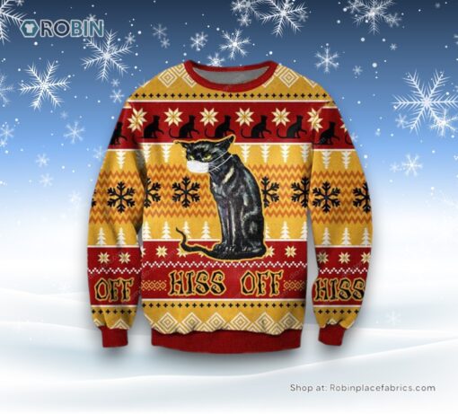 Hiss Off Cat 3D All Over Print Ugly Christmas Sweater, Christmas Gift For Cat Love