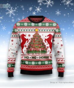 Ho Ho Horse Christmas Tree Ugly Christmas Sweater For Men And Women, Farm Ugly Sweater