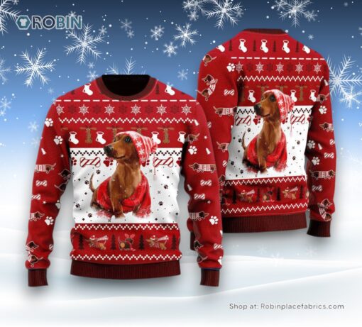 Holiday Dachshund Ugly Christmas Sweater, Christmas Gift For Dog Love
