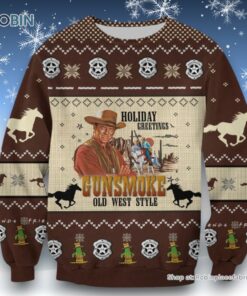 Holiday Greetings Gunsmoke Old West Style Matt Dillon Ugly Sweater and Sweatshirt