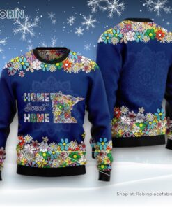 Home Sweet Home Minnesota Flower Ugly Christmas Sweater