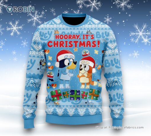 Hooray It’s Christmas Bluey Ugly Sweater and Sweatshirt