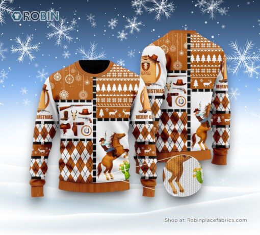 Horse Cowboy Merry Christmas Ugly Christmas Sweater For Men And Women, Farm Ugly Sweater