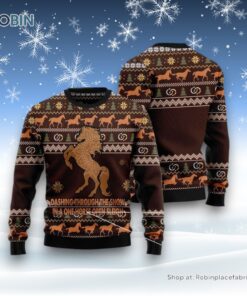 Horse Dashing Through The Snow Ugly Christmas Sweater For Men And Women, Farm Ugly Sweater