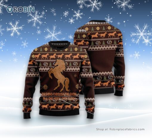 Horse Dashing Through The Snow Ugly Christmas Sweater For Men And Women, Farm Ugly Sweater