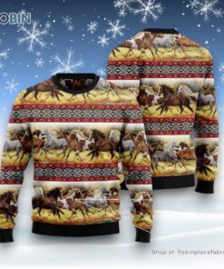 Horse Native American Pattern Ugly Christmas Sweater