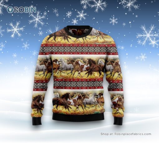 Horse Native American Ugly Christmas Sweater For Men And Women, Farm Ugly Sweater