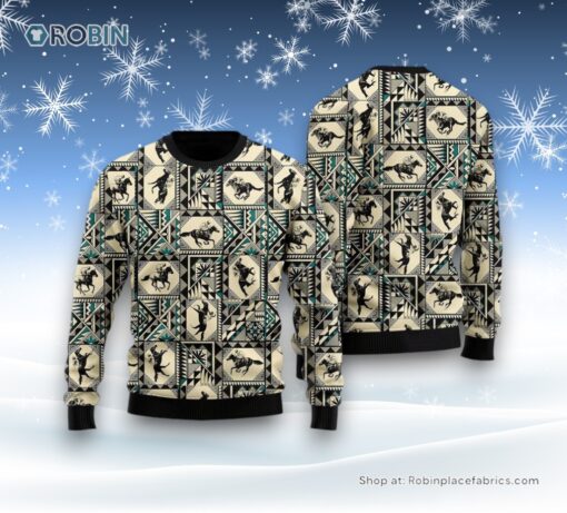 Horse Racing Native Ugly Christmas Sweater For Men And Women, Farm Ugly Sweater