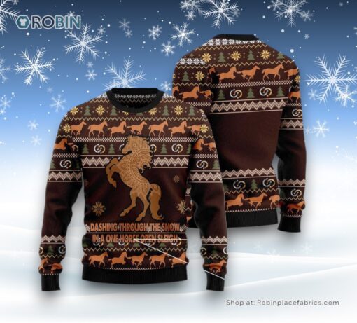 Horse Through Snow Ugly Christmas Sweater