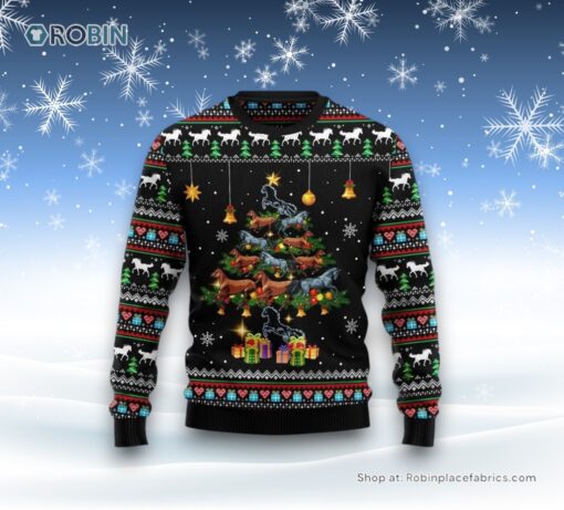 Horse Tree Ugly Christmas Sweater For Men And Women, Farm Ugly Sweater