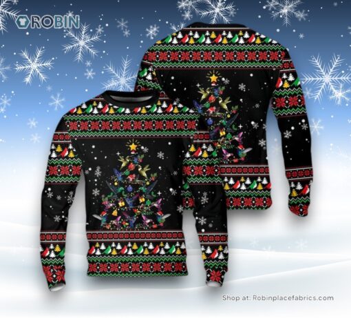 Hummingbird Christmas Tree AOP Ugly Christmas Sweatshirt, Sweater For Men And Women, Christmas Gift