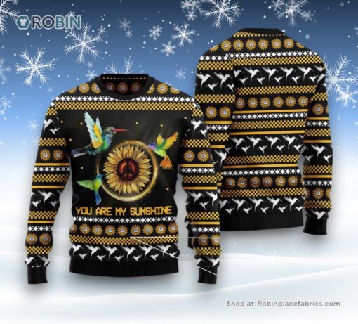 Hummingbird Sunflower Ugly Christmas Sweater