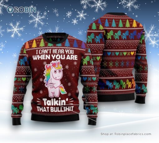 I Can’T Hear You Unicorn Ugly Christmas Sweater