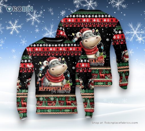I Want A Hippopotamus For Christmas AOP Ugly Christmas Sweater For Men And Women, Christmas Gift