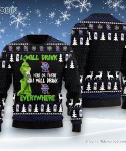 I Will Drink Pabst Blue Ribbon Everywhere Christmas Ugly Sweater and Sweatshirt