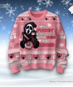 I Will Fuckin’ Murder You With Hugs And Kisses Ghost Face Valentine Sweater and Sweatshirt