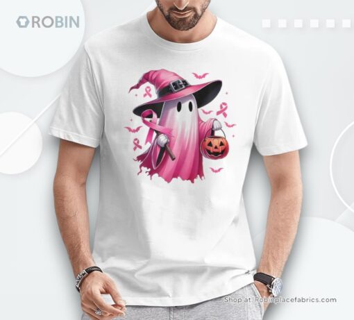In October We Wear Pink Breast Cancer Awareness Halloween Shirt