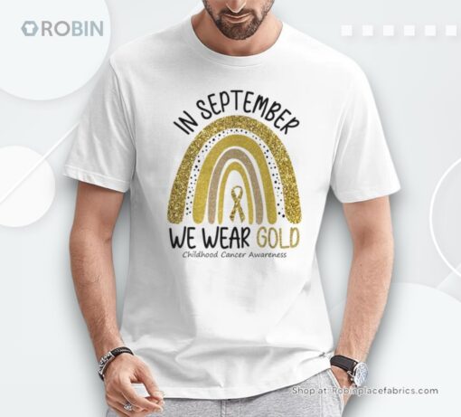 In September We Wear Gold Childhood Cancer Awareness Rainbow Shirt