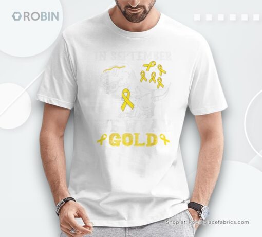 In September We Wear Gold Trex Childhood Cancer Awareness Shirt