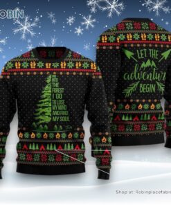 Into The Forest I Go Camping Ugly Christmas Sweater