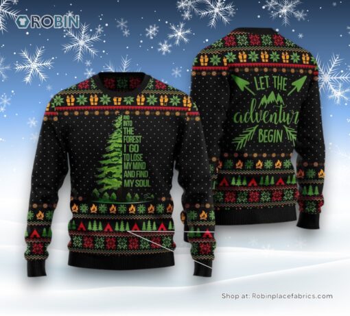 Into The Forest I Go Camping Ugly Christmas Sweater
