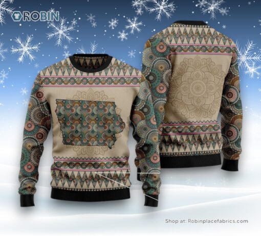 Iowa Mandala Ugly Christmas Sweatshirt, Sweater