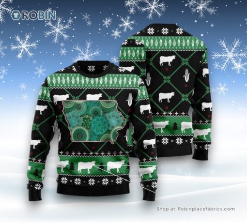 Iowa Usa Symbols Pattern Ugly Christmas Sweater