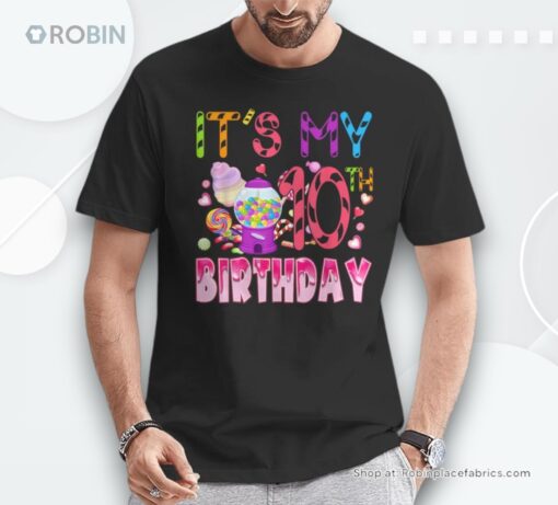 Its My 10Th Birthday Candy Candyland Birthday Girl 10 Year Shirt