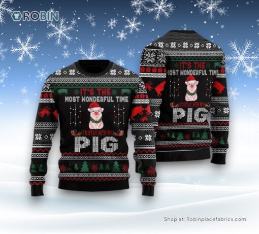 It’s Time To Stay With My Pig Ugly Christmas Sweater For Men And Women, Farm Ugly Sweater