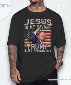 Jesus Is My Savior Trump Is My President American Flag Shirt