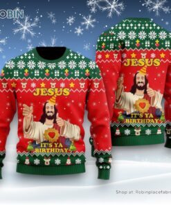 Jesus It’s Ya Birthday Ugly Christmas Sweater For Men & Women, Christian Sweater, God Gift