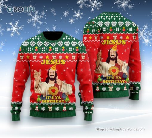 Jesus It’s Ya Birthday Ugly Christmas Sweater For Men & Women, Christian Sweater, God Gift