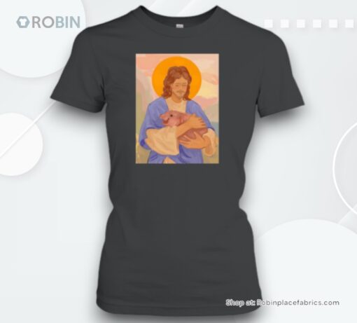 Jesus Loves Moo Deng Baby Hippo Art Unisex Shirt