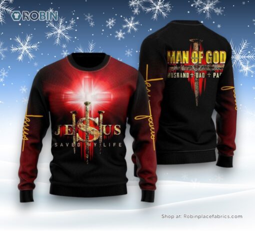 Jesus Man Of God Ugly Christmas Sweater For Men & Women, Christian Sweater, God Gift