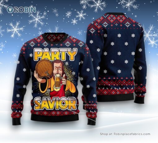 Jesus Party Savior Ugly Christmas Sweatshirt, Sweater