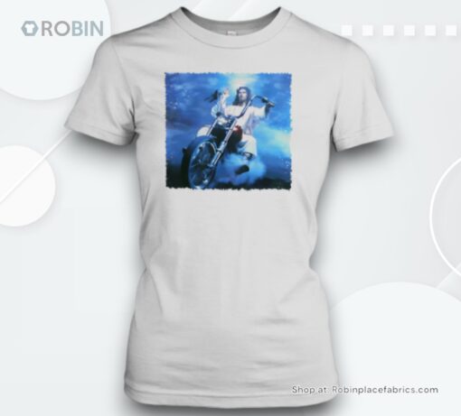 Jesus riding motorcycle graphic Unisex Shirt